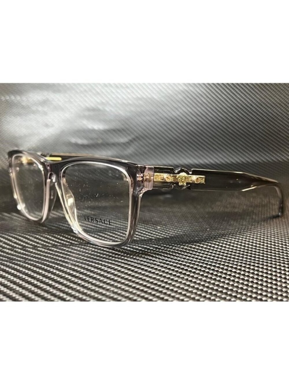 New Versace Men  Transparent Grey Eyeglasses  57- 18- 140